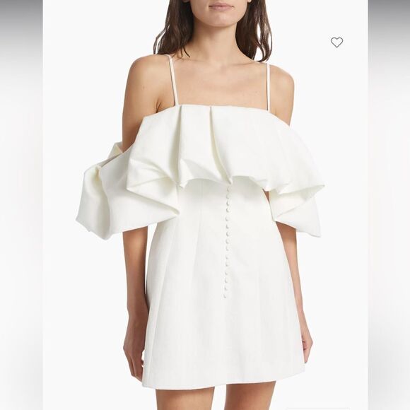 NWT SIMKHAI Puffed Off-The-Shoulder Minidress Natural White Size 10 - Picture 1 of 12